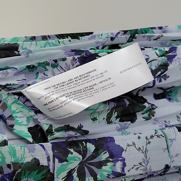 BCBGMaxAzria Stark Floral Print Gown Pleated Blue Florals NWT Size 8 - Picture 6 of 12